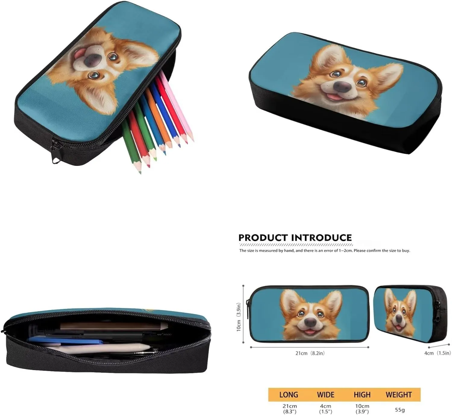 Blue Corgi School Backpack for Teens Girls with Lunch Box Water Bottle Holder and Aesthetic Pencil Case Wear-Resistant Set Combinations Foster An Organized Lifestyle
