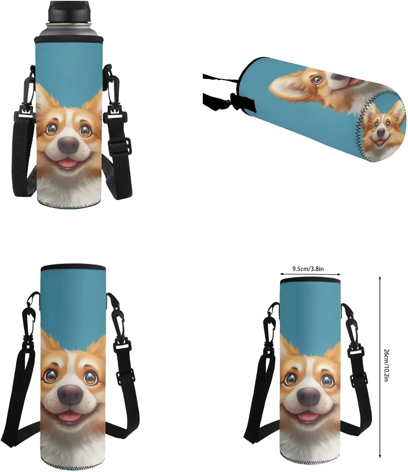 Blue Corgi School Backpack for Teens Girls with Lunch Box Water Bottle Holder and Aesthetic Pencil Case Wear-Resistant Set Combinations Foster An Organized Lifestyle