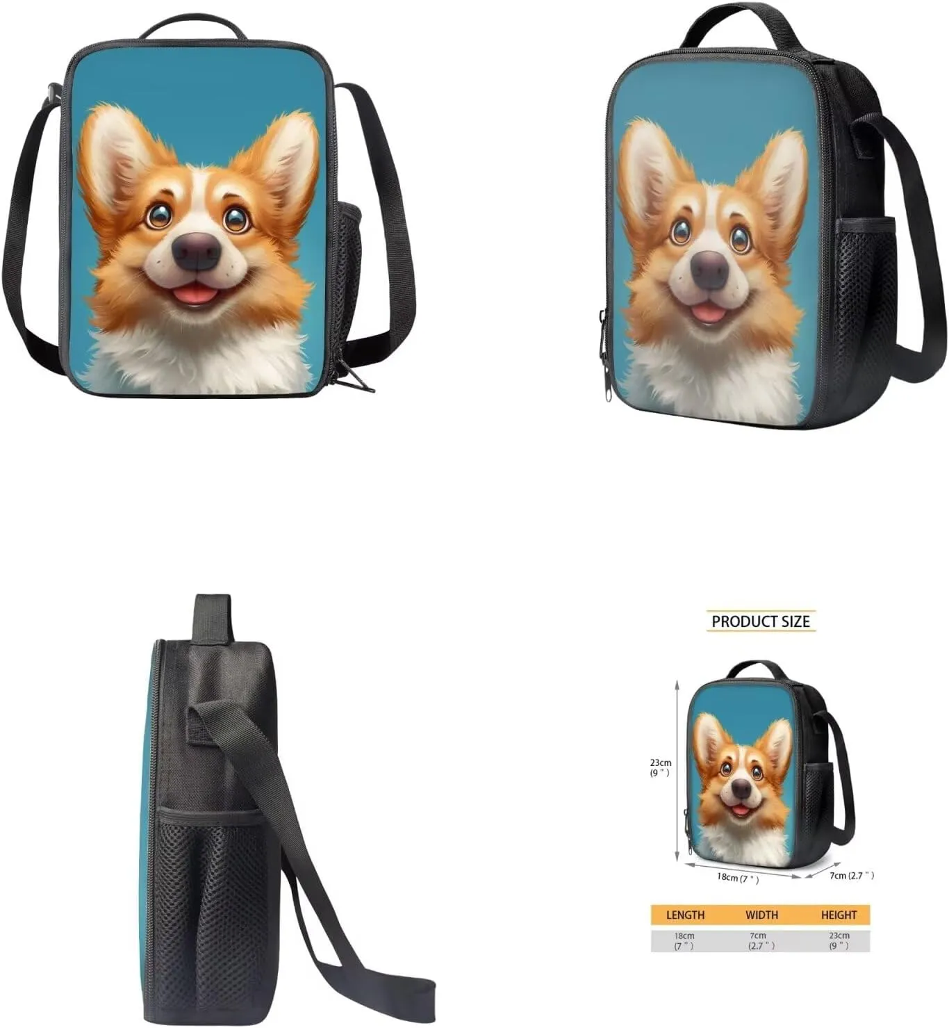 Blue Corgi School Backpack for Teens Girls with Lunch Box Water Bottle Holder and Aesthetic Pencil Case Wear-Resistant Set Combinations Foster An Organized Lifestyle