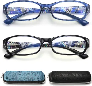 Blue Light Blocking Glasses for Womens - 2 Pairs Lightweight Computer Eyeglass Anti-blue Glare Blue Screen Quality Glasses