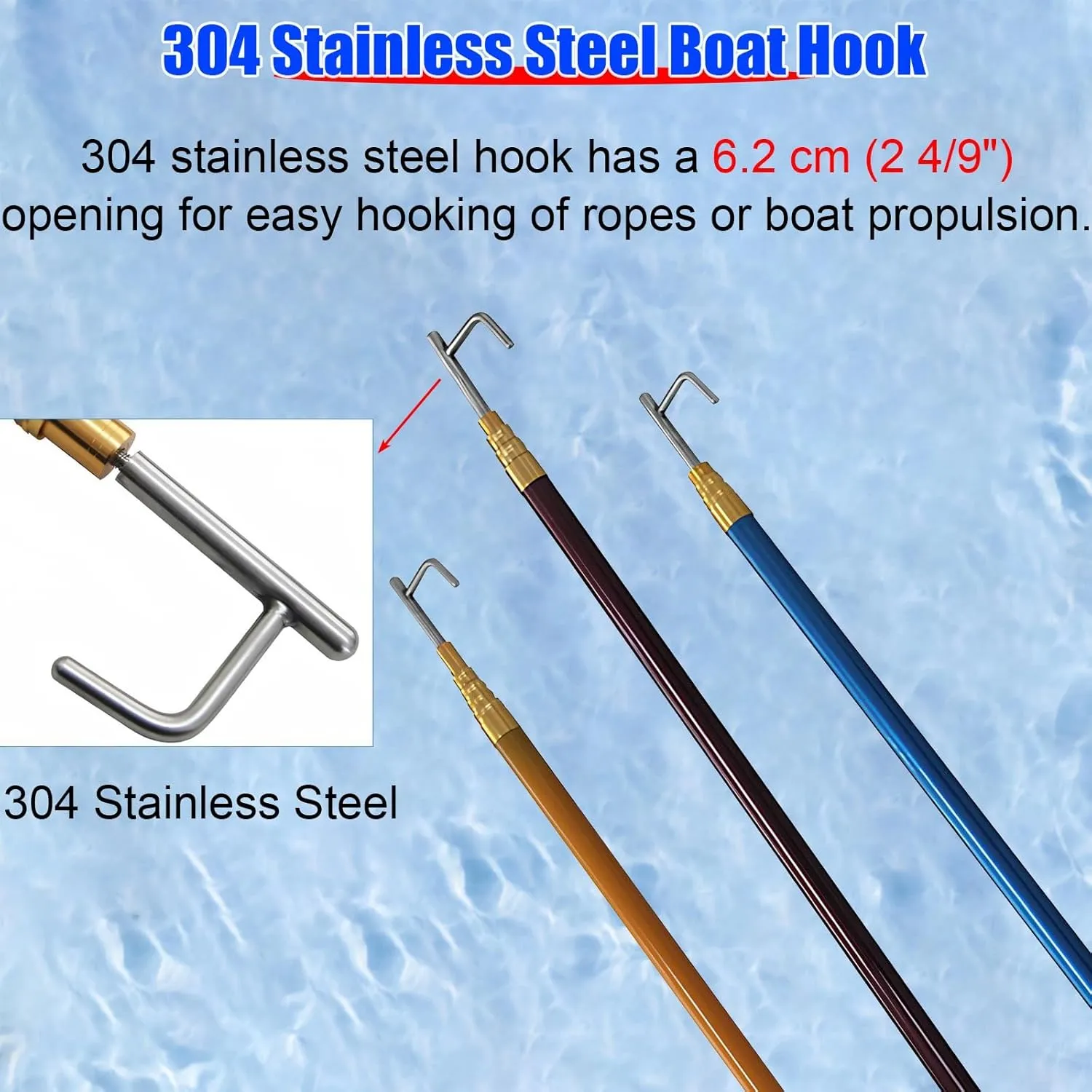 Boat Docking Rod with Non-Slip Rubber Handle, 1 2 3 5 Pack Telescoping Pole with Hook 13 16 20 Ft, Sturdy Truck Bed Cargo Grabber Tool, Versatile(1 Set Brown,6m(19.7 ft))