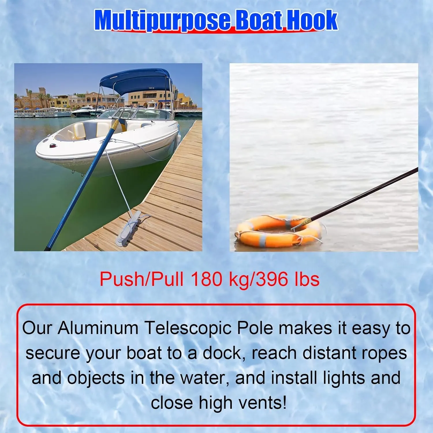 Boat Docking Rod with Non-Slip Rubber Handle, 1 2 3 5 Pack Telescoping Pole with Hook 13 16 20 Ft, Sturdy Truck Bed Cargo Grabber Tool, Versatile(1 Set Brown,6m(19.7 ft))