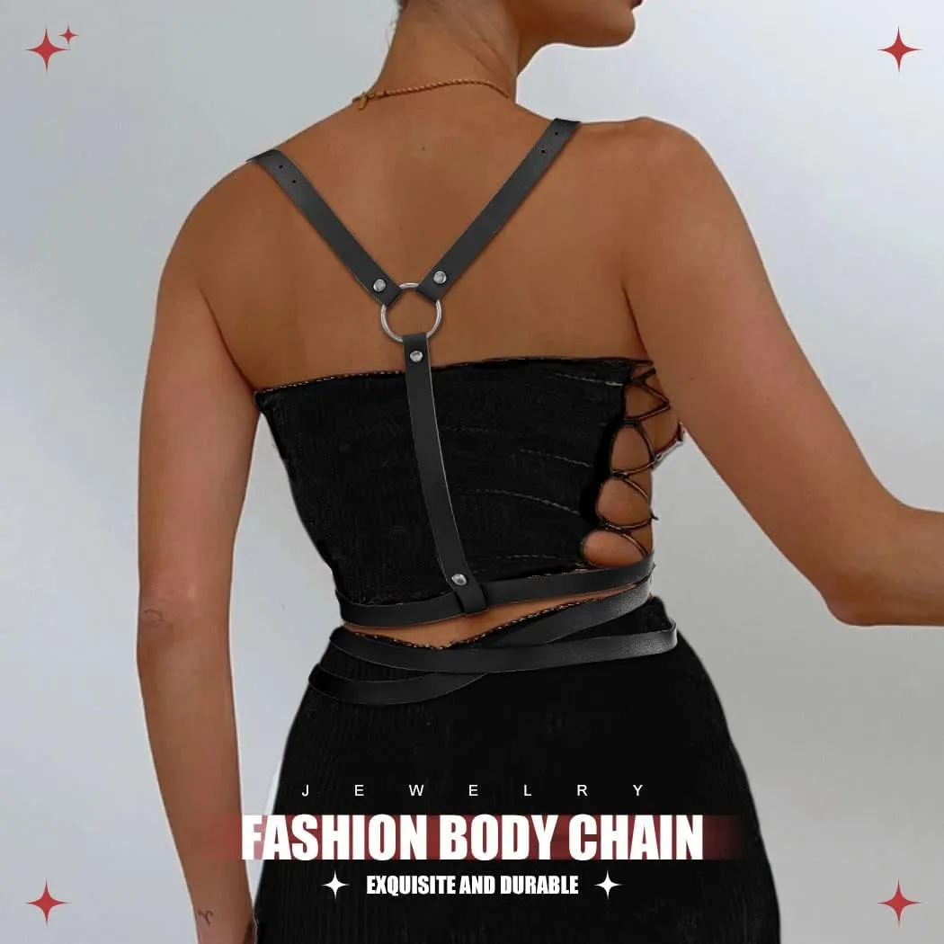 BODIY Women Fashion Harness Plus Size Harness Belt Punk Loop Waist Belt Rave Rock Leather Belts for Women