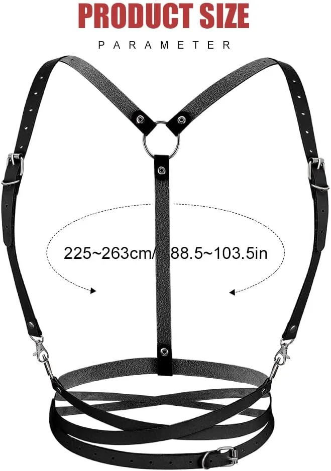 BODIY Women Fashion Harness Plus Size Harness Belt Punk Loop Waist Belt Rave Rock Leather Belts for Women
