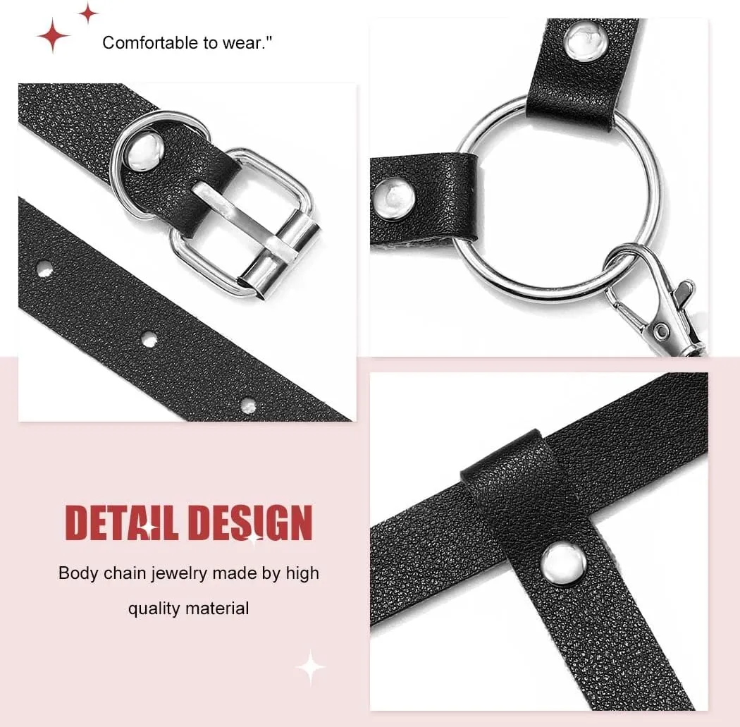 BODIY Women Fashion Harness Plus Size Harness Belt Punk Loop Waist Belt Rave Rock Leather Belts for Women
