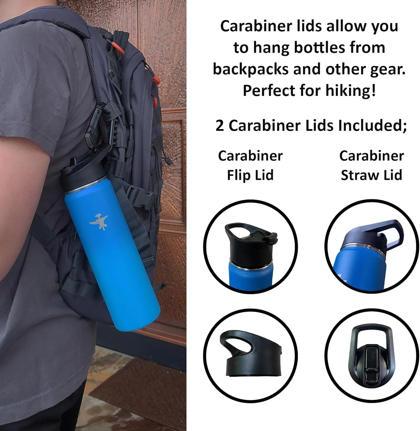 BodyForge Sports Water Bottle - 24oz, 3 Lids & Straw Lid, Leak Proof Stainless Steel Gym & Sport Bottles for Men, Women & Kids - Double Walled, Insulated Thermos, Metal Canteen