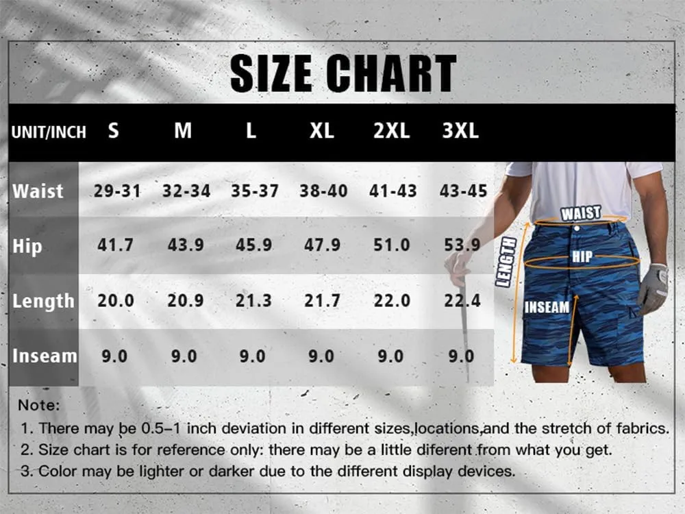 BOJIN Men's Hiking Cargo Shorts with 5 Zipper Pockets Lightweight Quick Dry Casual Wear Golf Fishing Shorts 9 inch Inseam