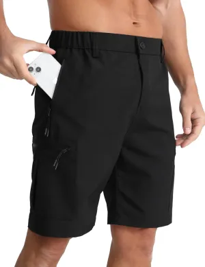 BOJIN Men's Hiking Cargo Shorts with 5 Zipper Pockets Lightweight Quick Dry Casual Wear Golf Fishing Shorts 9 inch Inseam
