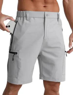 BOJIN Men's Hiking Cargo Shorts with 5 Zipper Pockets Lightweight Quick Dry Casual Wear Golf Fishing Shorts 9 inch Inseam