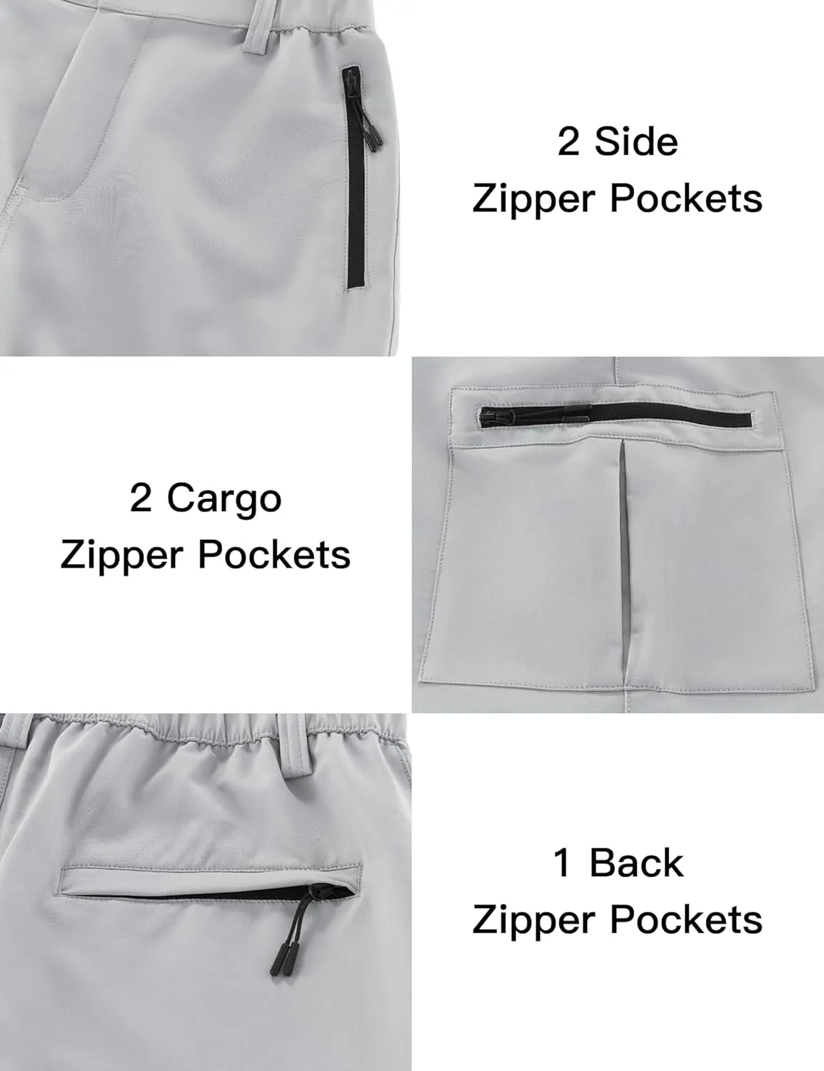 BOJIN Men's Hiking Cargo Shorts with 5 Zipper Pockets Lightweight Quick Dry Casual Wear Golf Fishing Shorts 9 inch Inseam