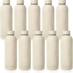 Bokon 10 Pcs Stainless Steel Water Bottle Bulk Double Layer Vacuum 17 oz Small Mouth Sport Insulated Metal Graduation Teacher CNA Gift Reusable Flask Leakproof Lid for Cyclist Runner