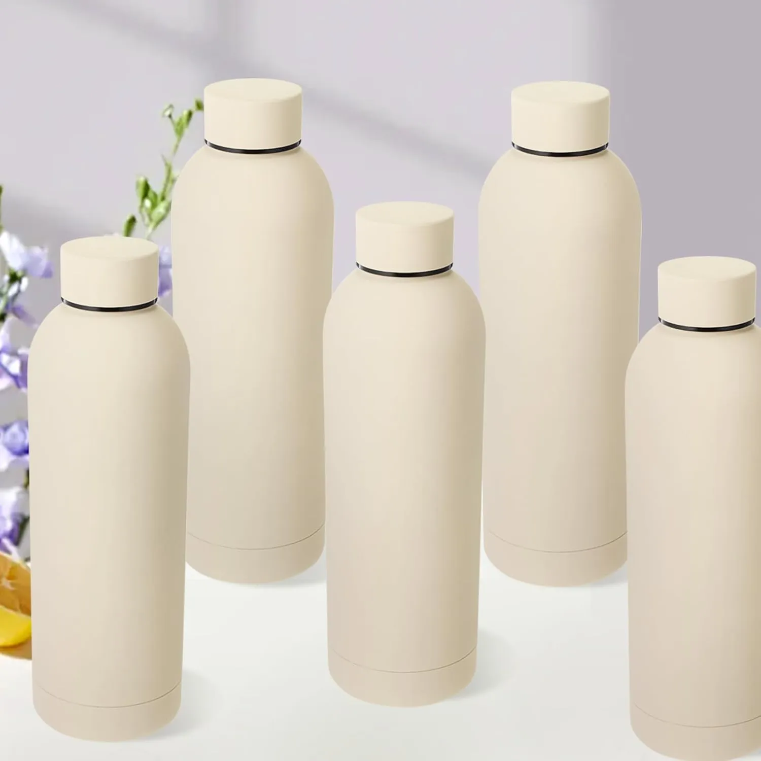Bokon 10 Pcs Stainless Steel Water Bottle Bulk Double Layer Vacuum 17 oz Small Mouth Sport Insulated Metal Graduation Teacher CNA Gift Reusable Flask Leakproof Lid for Cyclist Runner