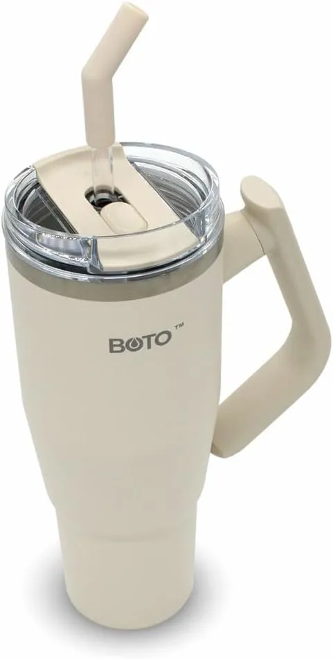 BOTO Tumbler with Handle and Straw | 100% Leak Proof Tumbler, 180° Rotatable Handle, Includes 2 Lids | Water Bottle with Straw, Insulated Tumblers, Stainless Steel