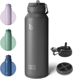 BOTTLE BOTTLE 40 oz sports water bottle stainless steel insulated water bottle with straw and pills holder