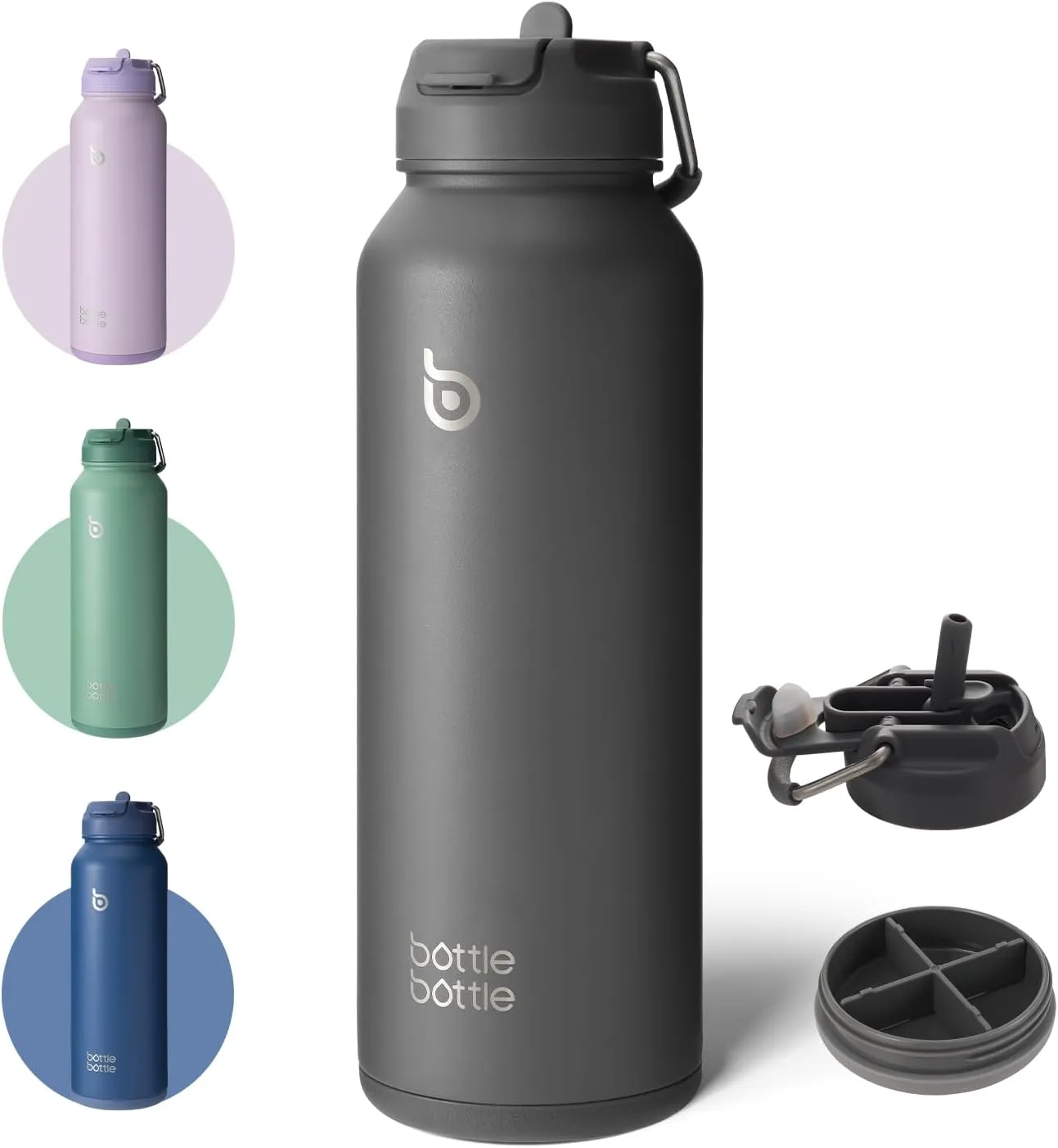 BOTTLE BOTTLE 40 oz sports water bottle stainless steel insulated water bottle with straw and pills holder