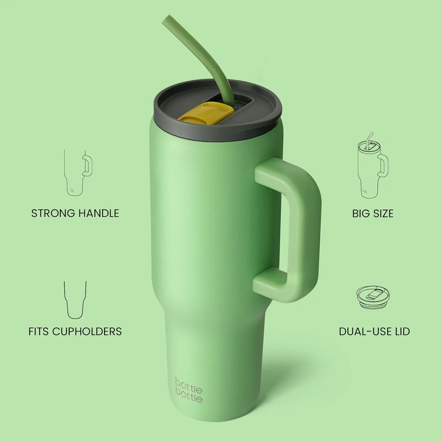 BOTTLE BOTTLE 40 oz Tumbler with Handle and Straw,Stainless Steel Vacuum Travel Mug,Car Cup with Straw, Stainless Steel Vacuum water bottle for Gifts Party Office Coffee (forest)