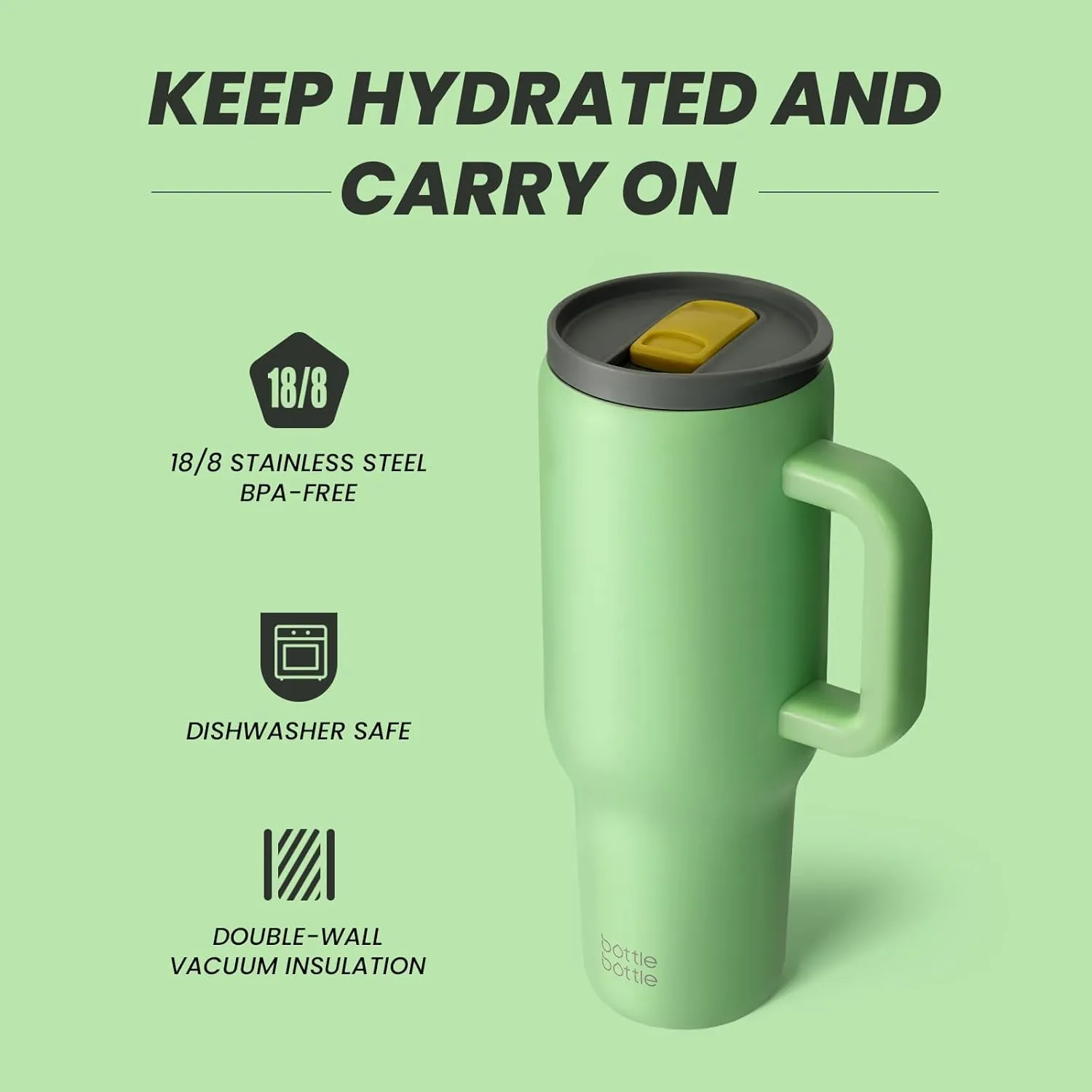 BOTTLE BOTTLE 40 oz Tumbler with Handle and Straw,Stainless Steel Vacuum Travel Mug,Car Cup with Straw, Stainless Steel Vacuum water bottle for Gifts Party Office Coffee (forest)
