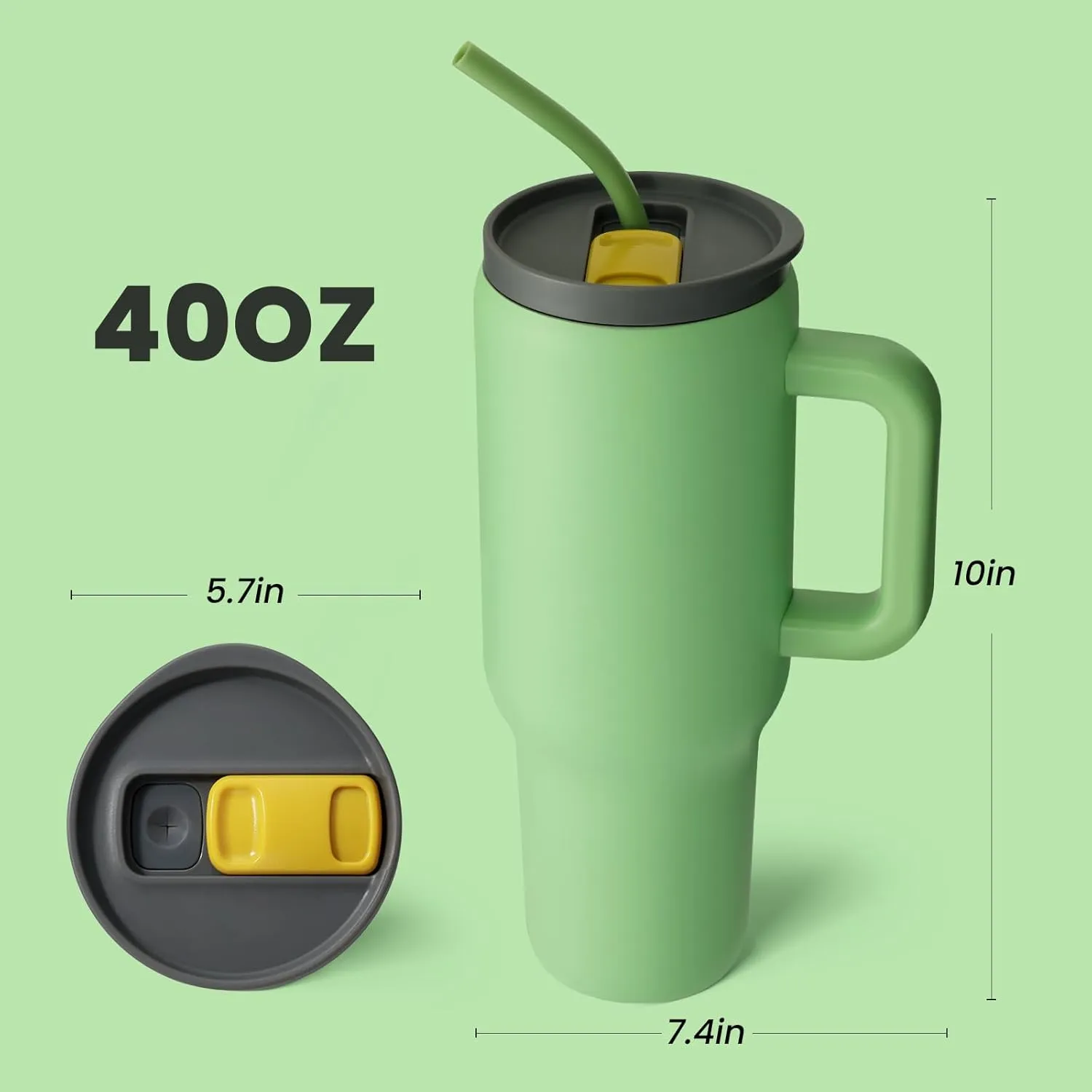 BOTTLE BOTTLE 40 oz Tumbler with Handle and Straw,Stainless Steel Vacuum Travel Mug,Car Cup with Straw, Stainless Steel Vacuum water bottle for Gifts Party Office Coffee (forest)