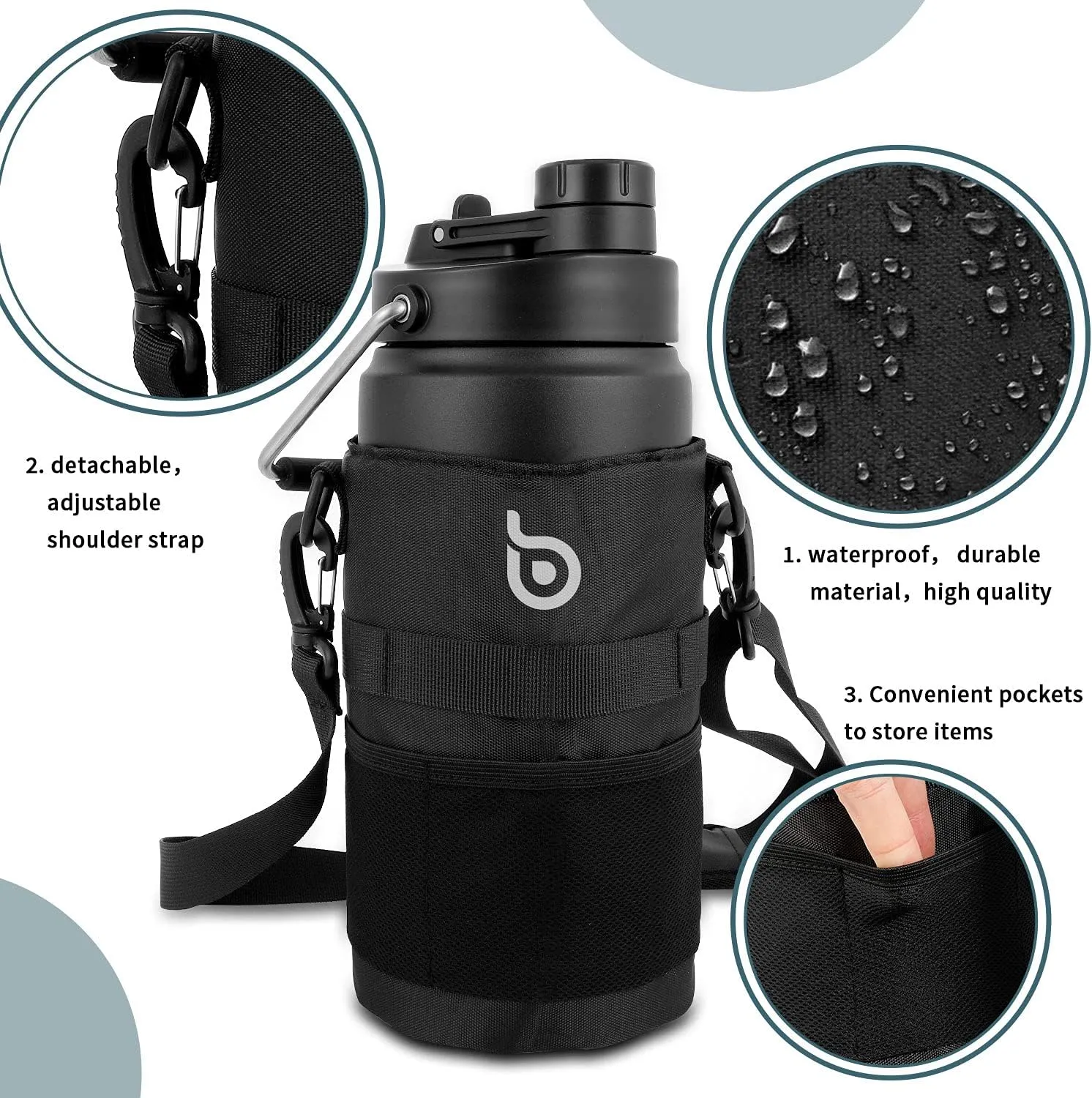BOTTLE BOTTLE Insulated Water Bottle 64 oz with Straw and Dual-use Lid Half Gallon Water Jug Vacuum Stainless Steel for Workout and Sports Insulated Beer Growler with Handle Green Gradient