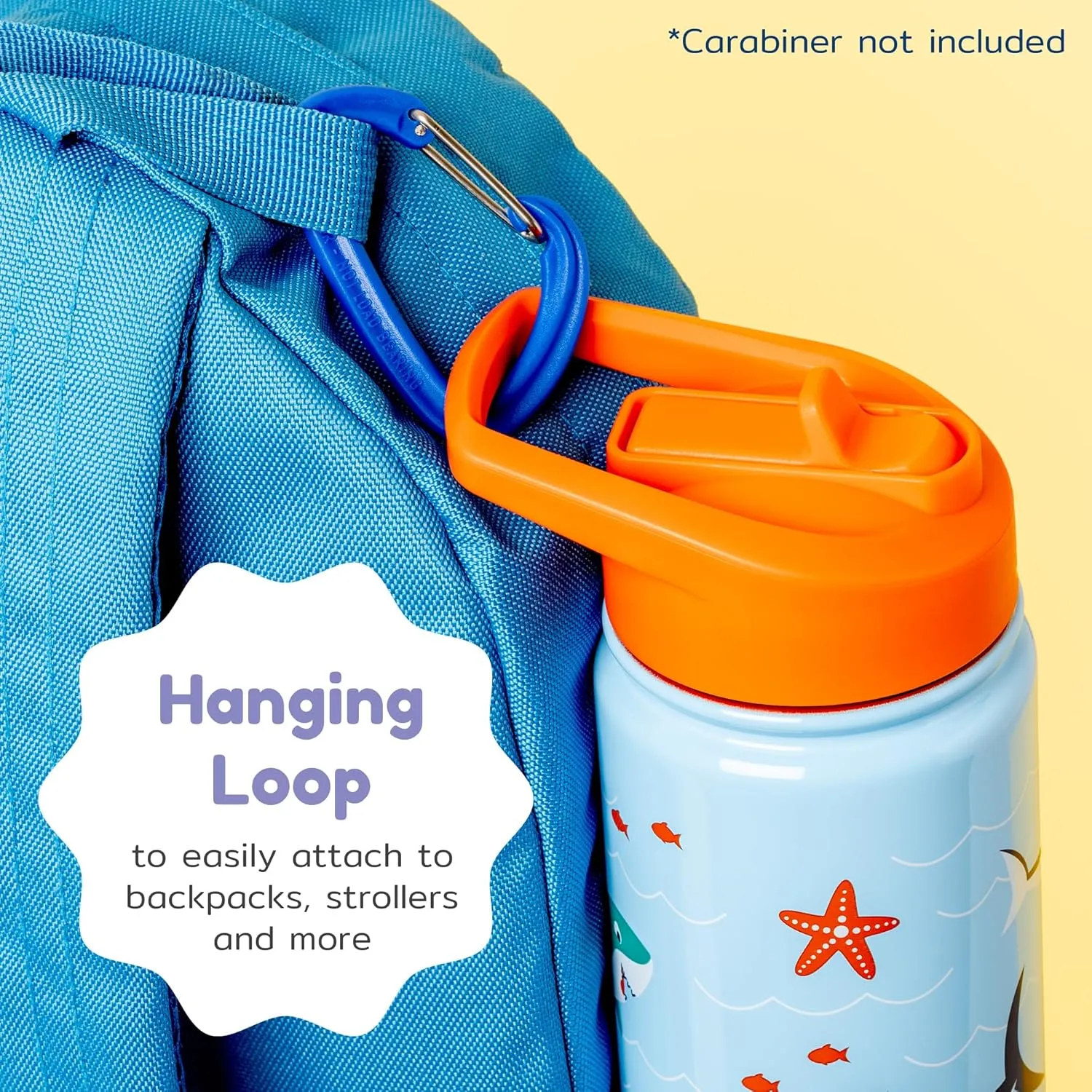 BOZ Kids Insulated Dino Water Bottle with Straw Lid - Two-Pack Bundle, Shark and Dinosaur Vacuum Double Wall Water Cup, Toddler Stainless Steel Water Bottle, Scratch-resistant 14 oz (414ml)