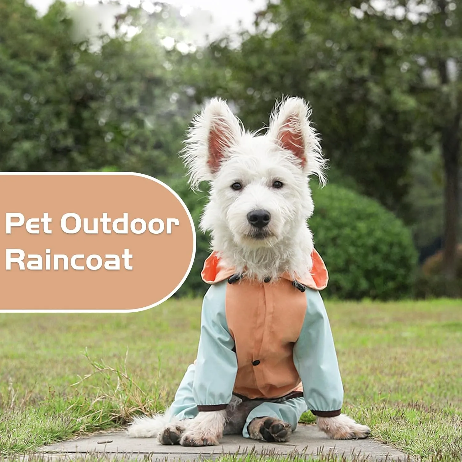 BRKURLEG Dog Raincoat for Small Dogs, 4 Legs Dog Rain Jacket, Pet Waterproof Rainproof Jacket with Leash Hole Reflective Pet Poncho for Small Dogs Boy Girl, Orange XL