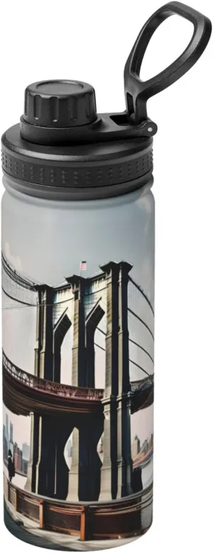 Brooklyn Bridge s Sports Insulated Water Bottle - Premium 18 oz. Stainless Steel Hydration Bottle for Outdoor Enthusiasts
