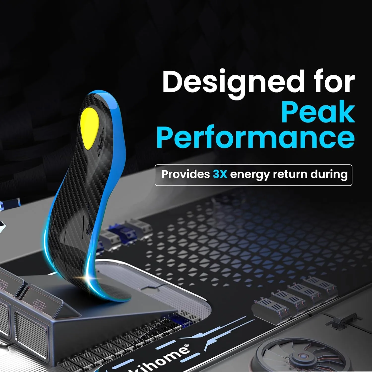 Bukihome Carbon Fiber Insoles -（1 Pair） High Arch & Rigid Support - Extra Energy Return - Non-Cleated Shoes - Running, Hiking - Injury Prevention - Volleyball, Basketball, Racquet Sports - L