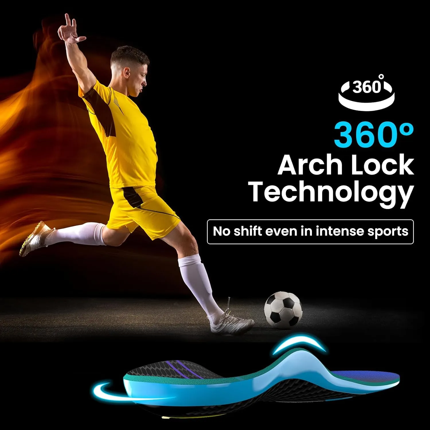 Bukihome Carbon Fiber Insoles -（1 Pair） High Arch & Rigid Support - Extra Energy Return - Non-Cleated Shoes - Running, Hiking - Injury Prevention - Volleyball, Basketball, Racquet Sports - L