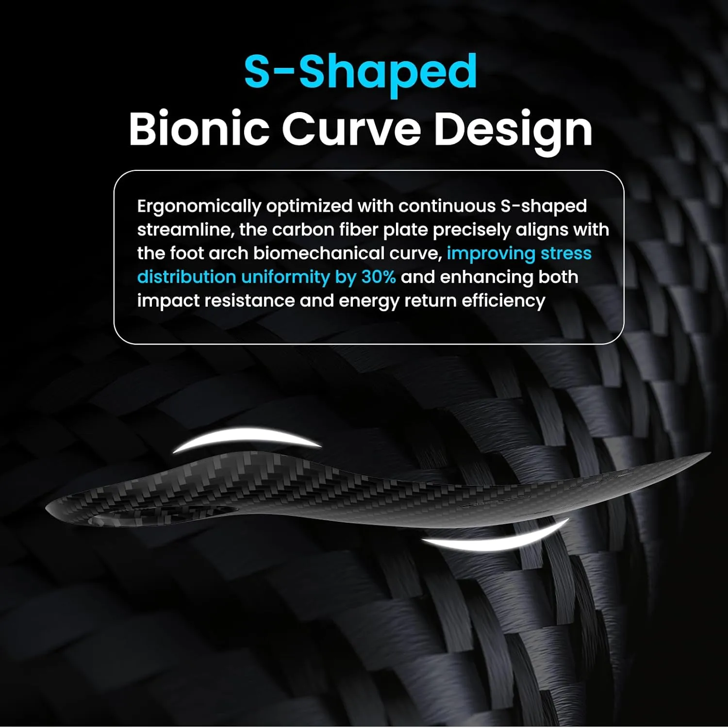 Bukihome Carbon Fiber Insoles -（1 Pair） High Arch & Rigid Support - Extra Energy Return - Non-Cleated Shoes - Running, Hiking - Injury Prevention - Volleyball, Basketball, Racquet Sports - L