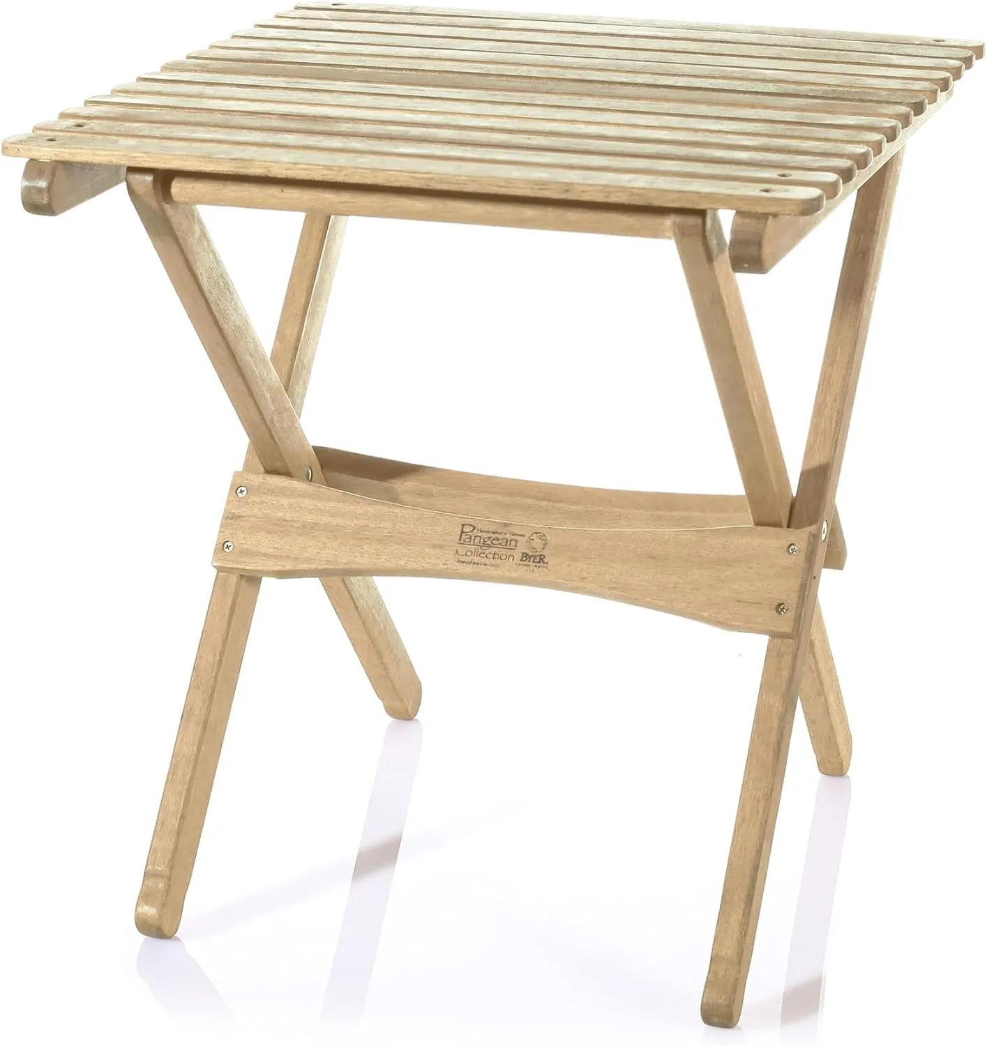 BYER OF MAINE Pangean Folding Wooden Side Table – 18" H x 16" W x 16" H – Portable Compact Outdoor Table – Folding Hardwood Table for Patio, Porch, Balcony, Camping & Garden Use