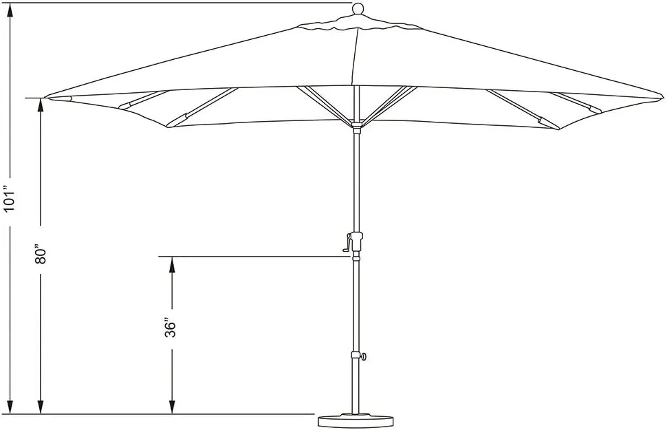California Umbrella 11' x 8' Rectangle Aluminum Market Umbrella, Crank Lift, Bronze Pole, Sunbrella Pacific Blue