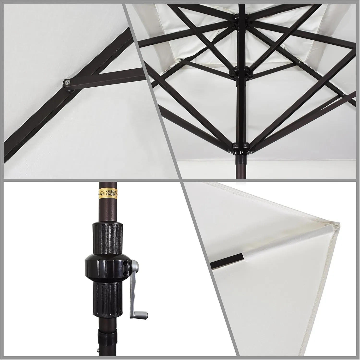 California Umbrella 11' x 8' Rectangle Aluminum Market Umbrella, Crank Lift, Bronze Pole, Sunbrella Pacific Blue