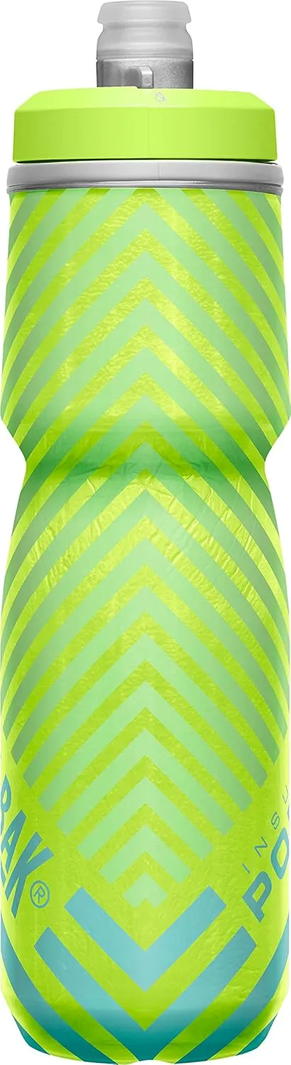 CamelBak Podium Chill Insulated Bike Water Bottle - Easy Squeeze Bottle - Fits Most Bike Cages - 24oz, Lime/Blue Stripe