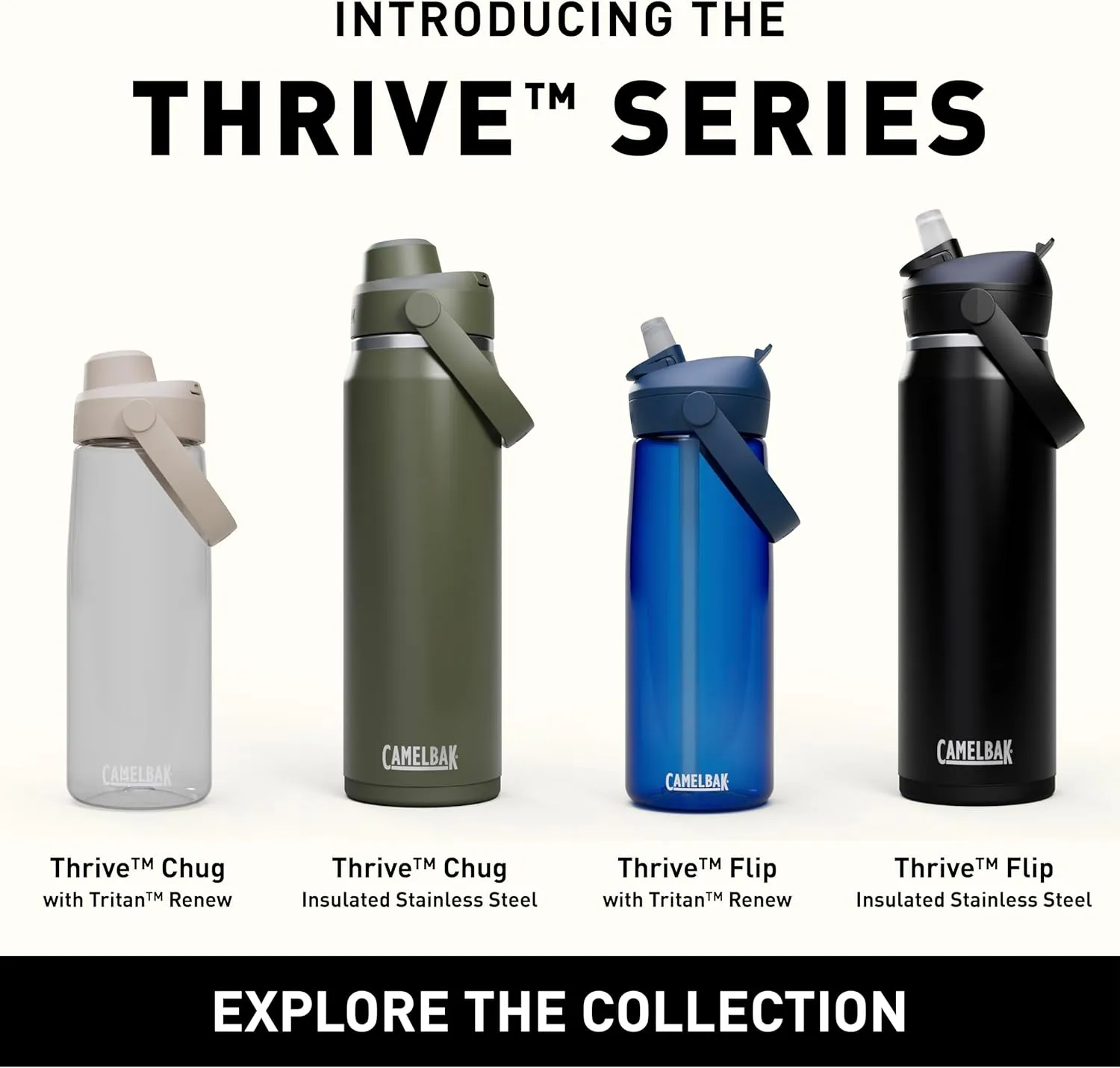 CamelBak Thrive Chug Water Bottle 32oz - Insulated Stainless Steel, Black