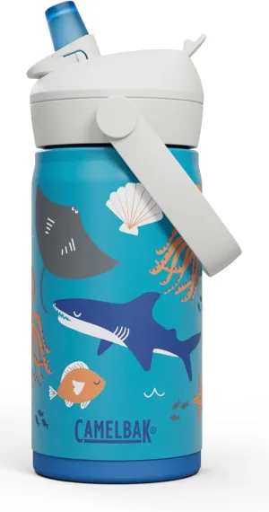 CamelBak Thrive Flip Straw Kids Bite Valve Insulated Stainless Steel Water Bottle Ocean Life, 12oz