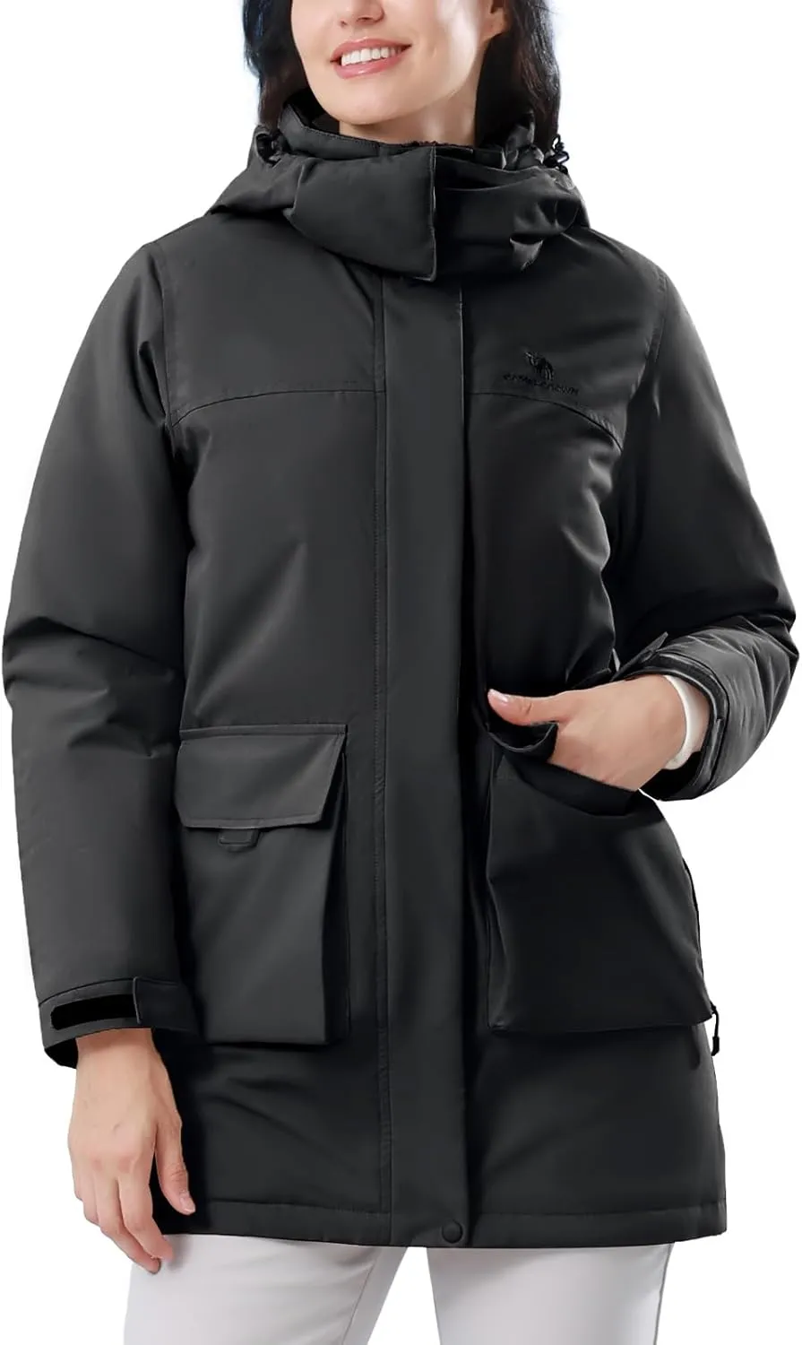 CAMELSPORTS Women's Waterproof Ski Jacket Warm Winter Coat Hooded Outdoor Windbreaker Mountain Snowboarding Jacket