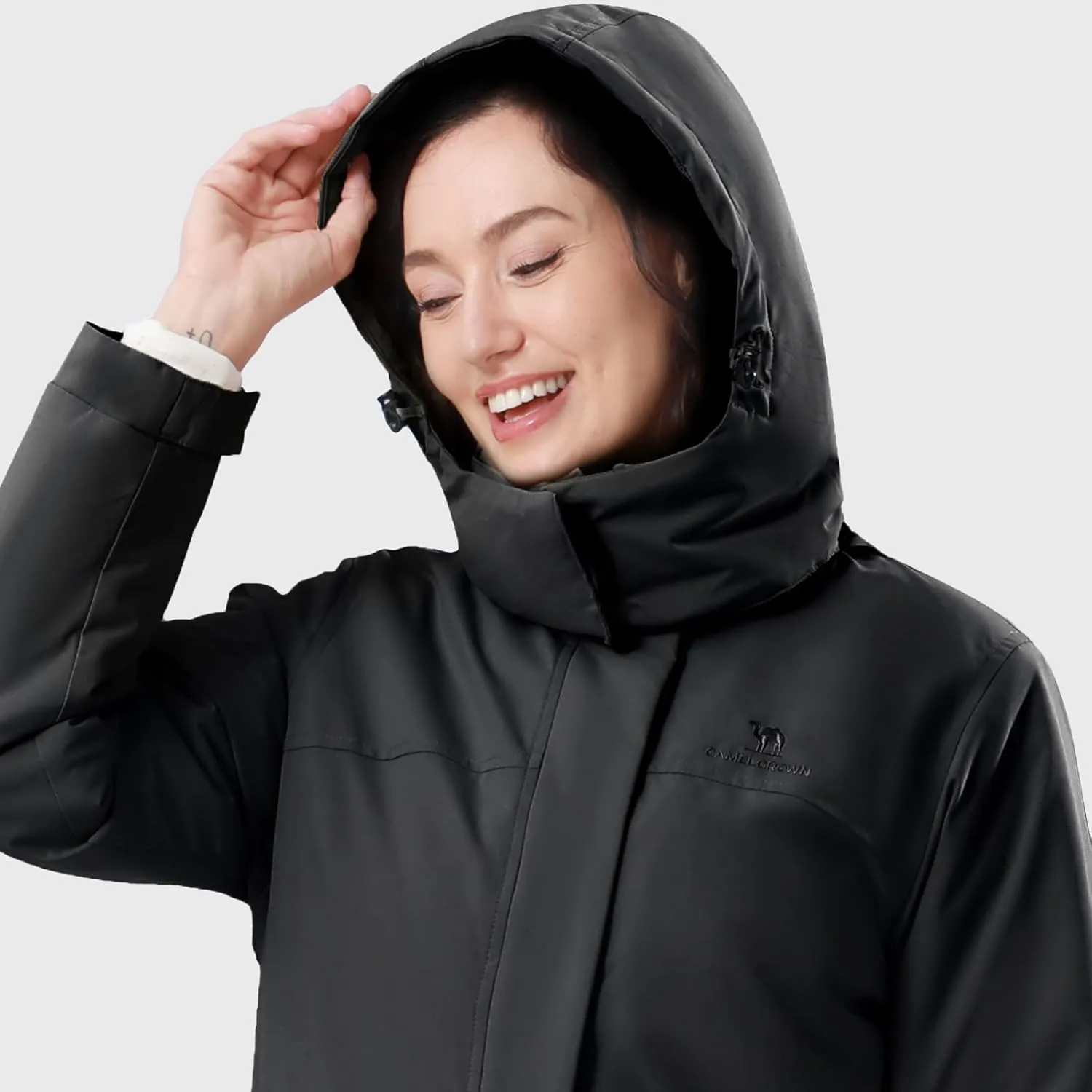 CAMELSPORTS Women's Waterproof Ski Jacket Warm Winter Coat Hooded Outdoor Windbreaker Mountain Snowboarding Jacket