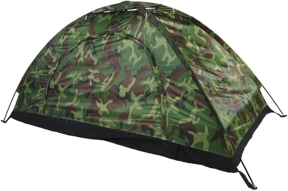 Camouflage Tent, One Person Tent Backpacking Tent for Camping Hiking Hook
