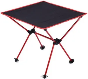 Camp Table Outdoor Barbecue Picnic Table Portable Multi-Purpose Folding Table Oxford Cloth Aviation Aluminum Alloy Camping Table (Color : Black) (Red