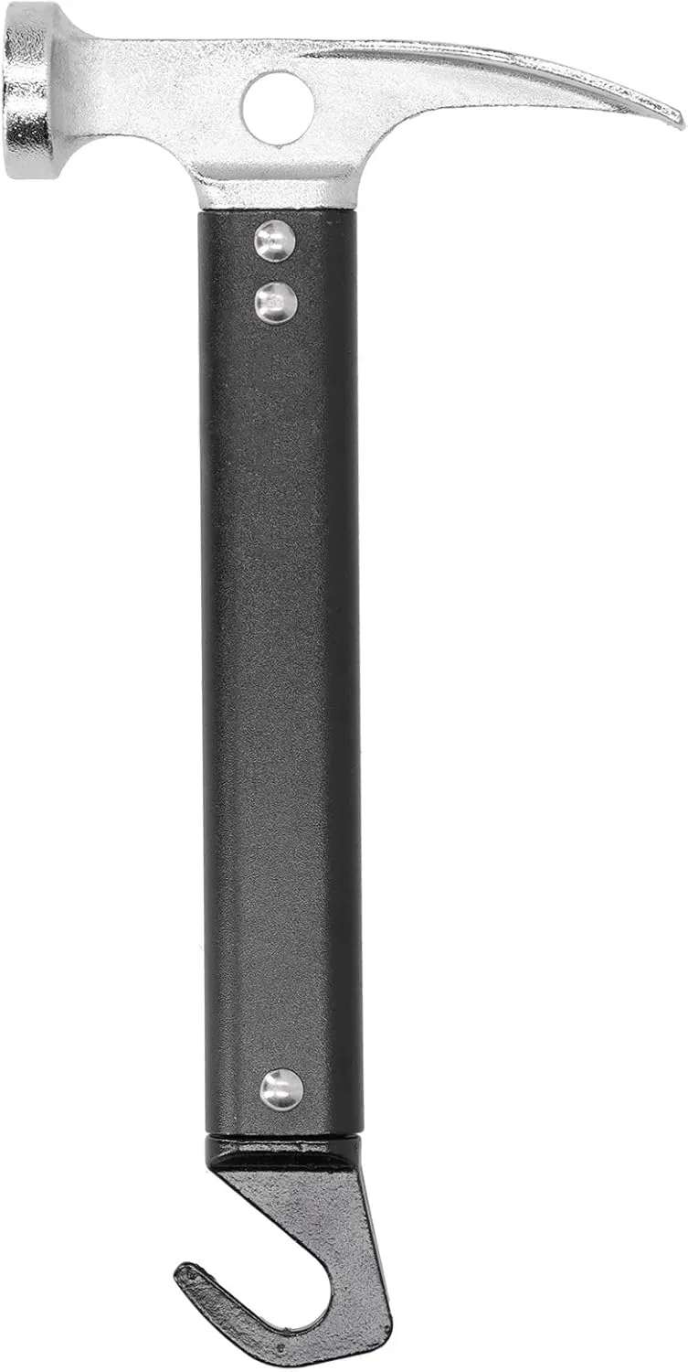 Camping Hammer, 22CM Multifunctional Aluminum Alloy Mini Portable Outdoor Tool with Tent Stake Remover with Hook