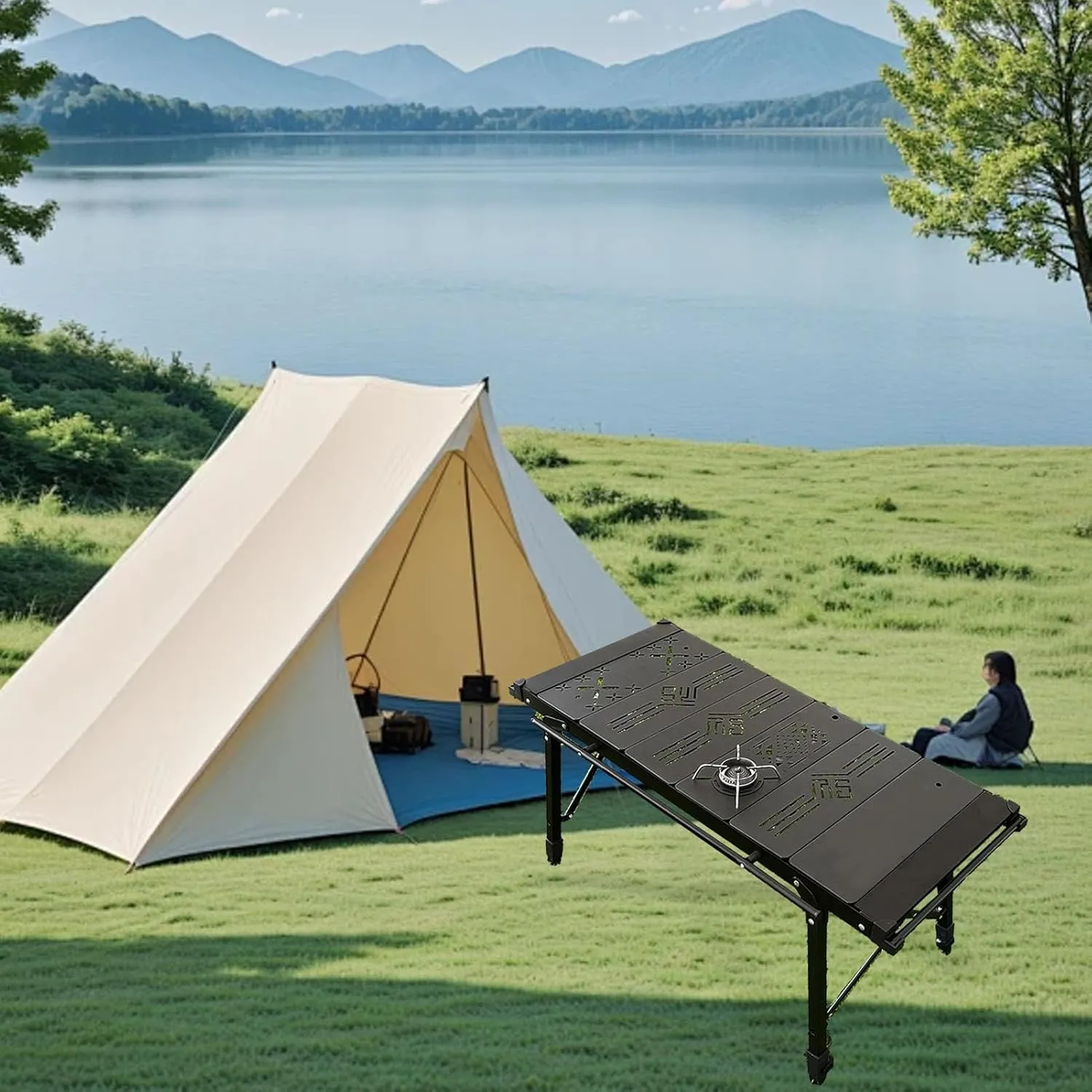 Camping IGT Table Board Lightweight Detachable Folding Grill Tables Aluminum Alloy 0.5 Unit IGT Table Board Accessories for Outdoor (FU Board)