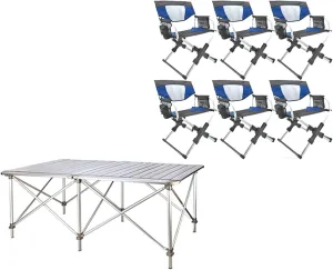Camping Table Chairs Outdoor Aluminum Alloy Set, Multifunctional Lift Table Courtyard Picnic Table, Ultra-Lightweight, Durable and Easy to Store