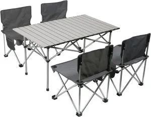 Camping Table Chairs Outdoor Folding Table and Chair Set, Portable Aluminum Camping Picnic Table, Bring A Handbag for Easy Carrying and Storage 95x57x50cm (Color : 4 in 1)