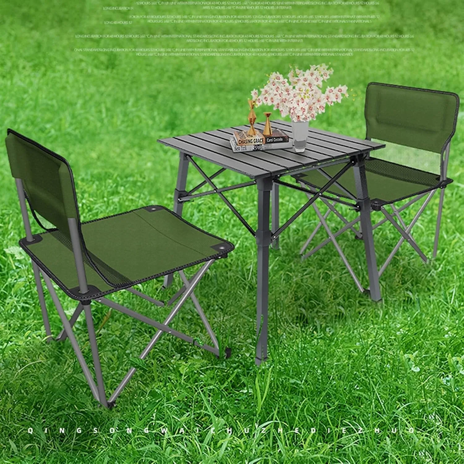 Camping Table Chairs Portable Folding Table and Chair Set, Aluminum Outdoor Picnic Table, Suitable for Courtyard Barbecue Travel (Color : Purple)
