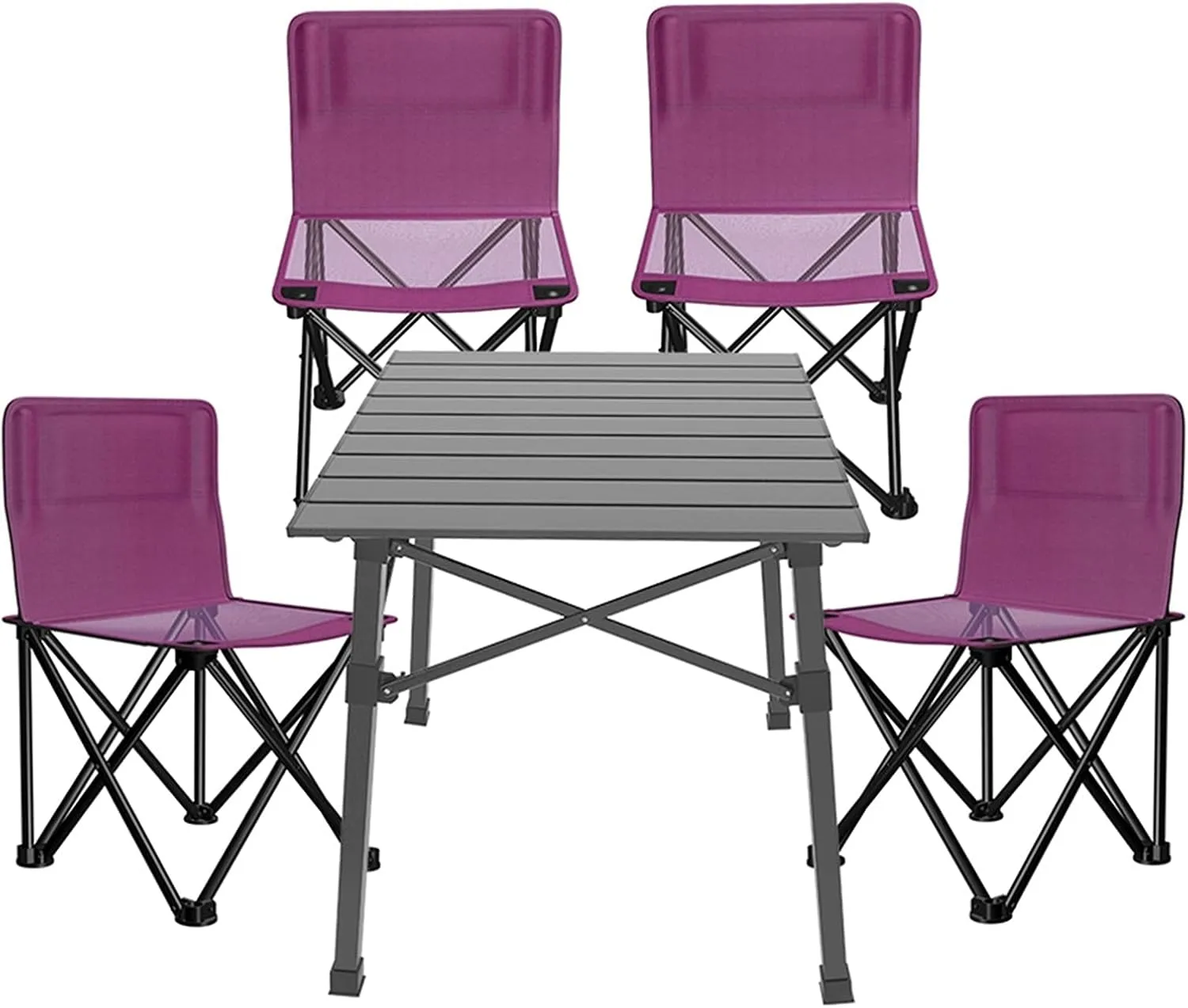 Camping Table Chairs Portable Folding Table and Chair Set, Aluminum Outdoor Picnic Table, Suitable for Courtyard Barbecue Travel (Color : Purple)