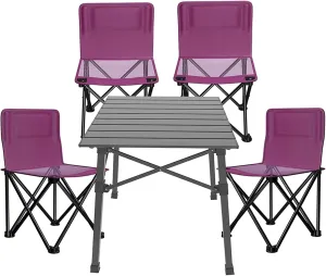 Camping Table Chairs Portable Folding Table and Chair Set, Aluminum Outdoor Picnic Table, Suitable for Courtyard Barbecue Travel (Color : Purple)