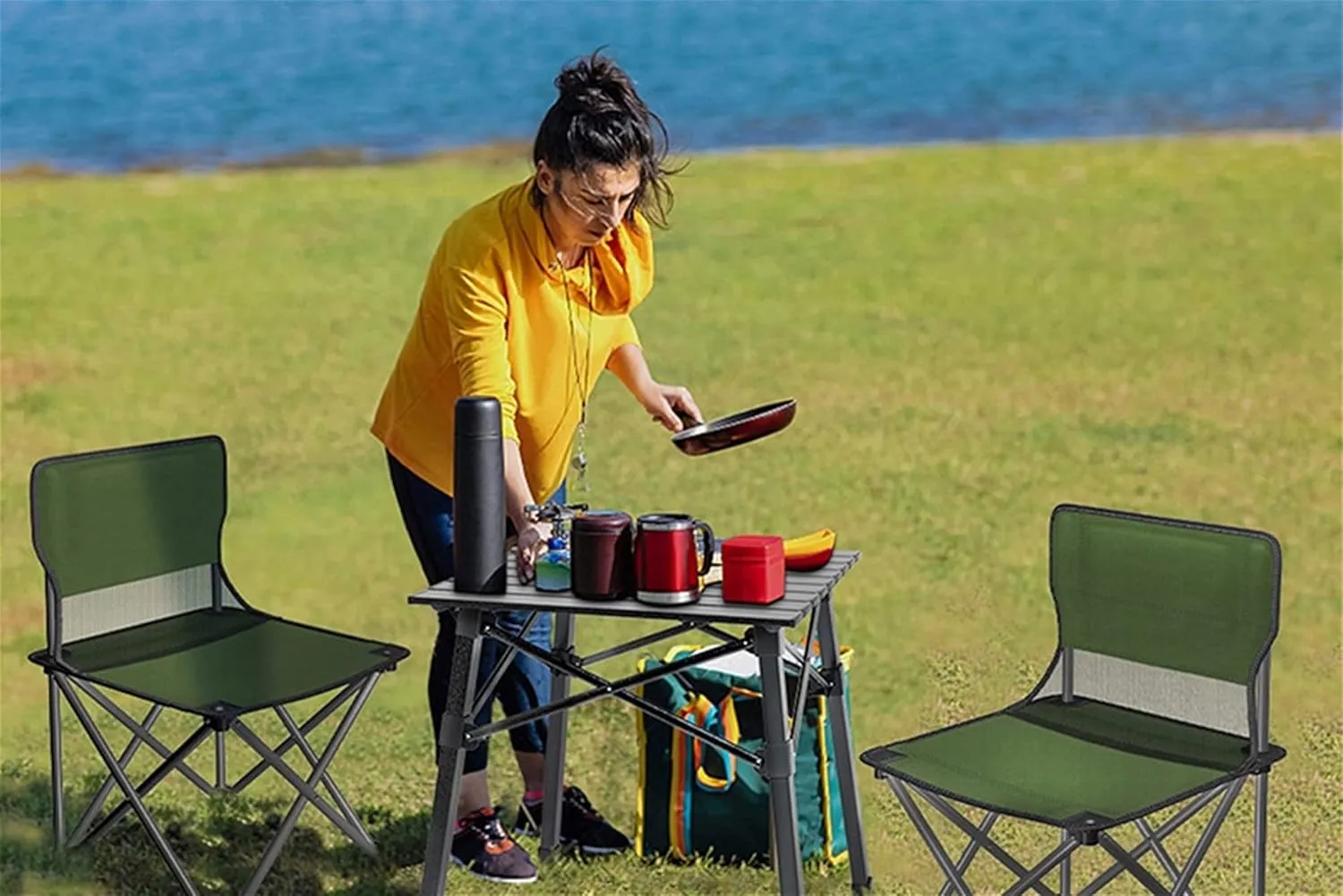 Camping Table Chairs Portable Folding Table and Chair Set, Aluminum Outdoor Picnic Table, Suitable for Courtyard Barbecue Travel (Color : Purple)
