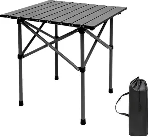 Camping Table Compact Camping Table Folding Camp Side Table Portable Roll up Aluminum Table with Carry Bag Lightweight Foldable Small Camp Tab Beach Picnic