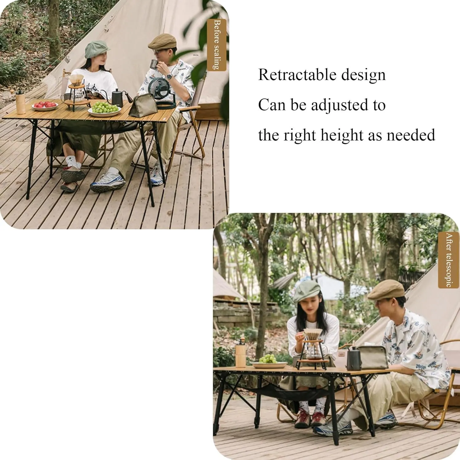 Camping Table Folding Aluminium Camping Table Square Table, Outdoor Camping Picnic, Portable Camping Table,Small Walnut