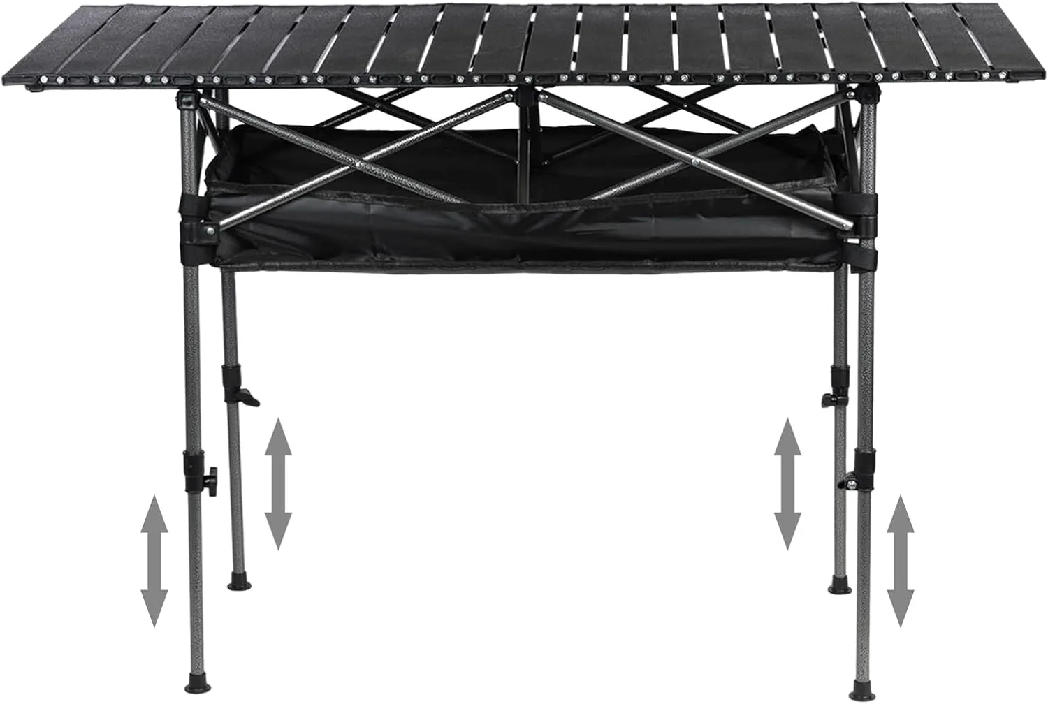 Camping Table Folding Outdoor Table, Portable Grill Table with Adjustable Height Large Storage Bag and Carrying Bag for Outdoor, Camping, Picnic, Beach, Black 47.24"(L) x22(W)